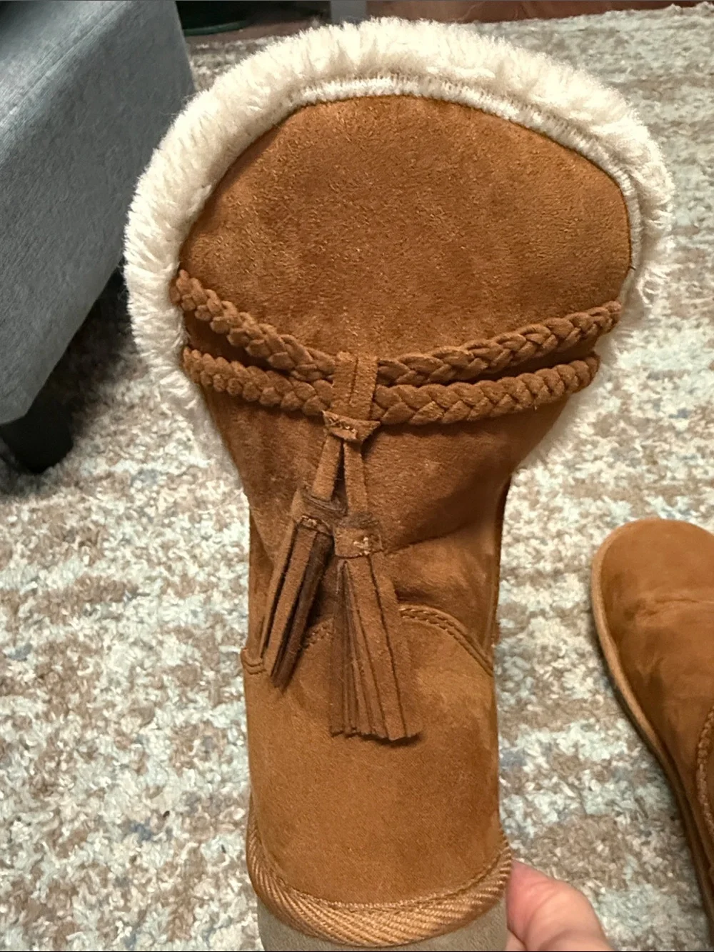 Arizona Jean Company Chestnut Brown Suede Shearling-Lined Winter Boots